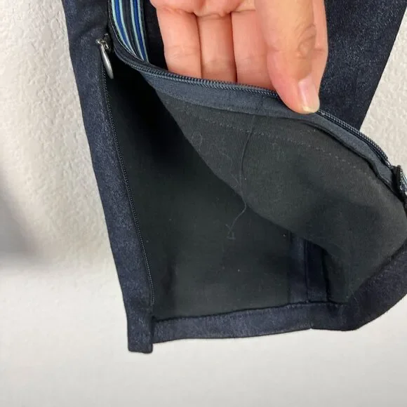 Elie Tahari Roxanna Lambskin Suede Skinny Pants Womens Medium Blue Shimmery - Picture 5 of 15